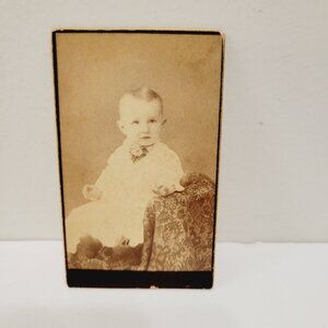 Vtg Cabinet Card Mini Infant Toddler Sitting  Photo Pic Kalamazoo MI